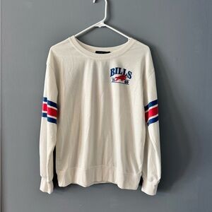 Junk Food Clothing Cream Sweater with Blue and Red Stripes